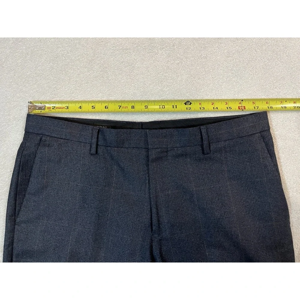 J. Crew Ludlow Slim Wool‎ Glen Check Navy Blue Dress Pants Men's 35x32 Trousers